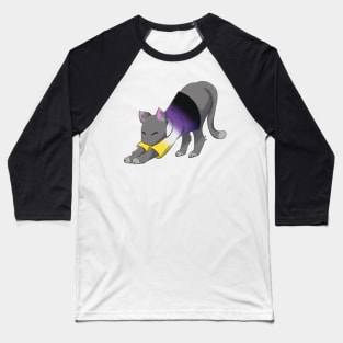 Non-Binary cat stretching Baseball T-Shirt